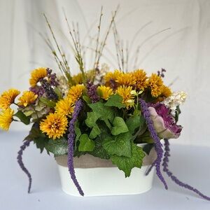 Charming Yellow and Purple Faux Floral Arrangement